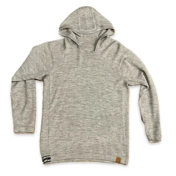 PAKA Handmade Alpaca Blend Men's Hoodie Long Sleeve Sweater Gray Size XL - Picture 3 of 5